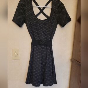 Elegant Black Polka Dot Dress H&M  Includes Belt